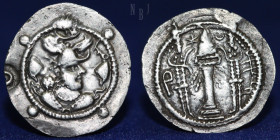 Hephthalites, AR drachm, Unknown King. Bactrian inscription minted (Balkh).