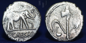 Roman, Julius Caesar 'Elephant' Denarius. Date: 49-48 B.C. Mint Military.