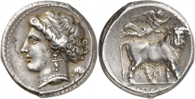 GRÈCE ANTIQUE
Campanie, Naples (325-241 av. J.C.). Didrachme argent.
Av. Tête ...