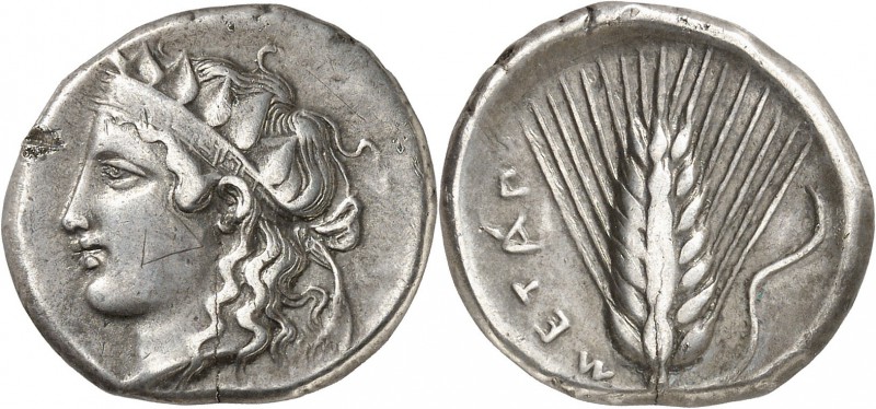GRÈCE ANTIQUE
Lucanie, Métaponte (400-340 av. J.C.). Didrachme ou Nomos argent....