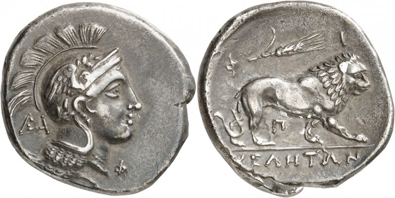 GRÈCE ANTIQUE
Lucanie, Vélia (350-300 av. J.C.). Didrachme argent.
Av. Tête d’...