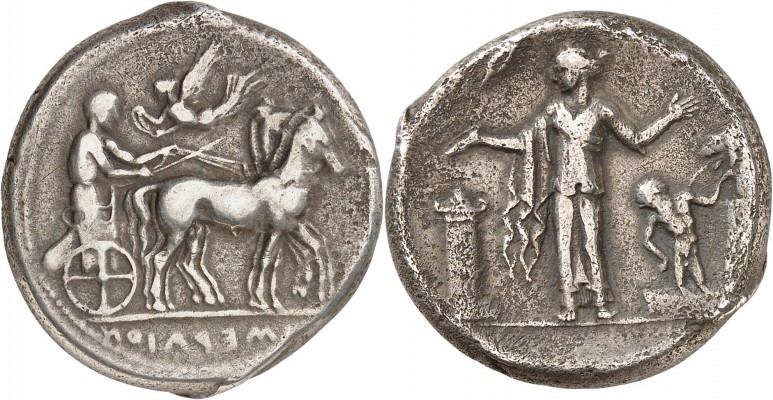 GRÈCE ANTIQUE
Sicile, Himère (440-425 av. J.C.). Tétradrachme argent.
Av. Auri...