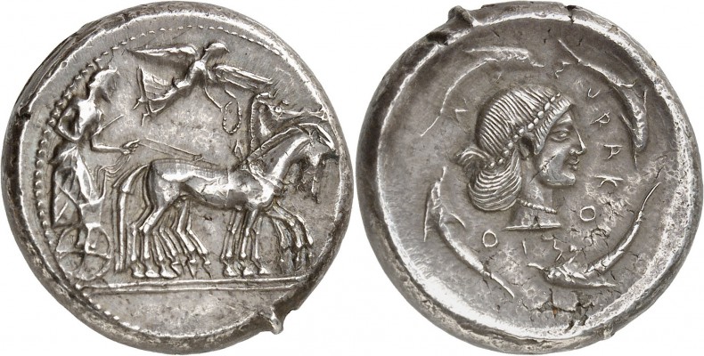 GRÈCE ANTIQUE
Sicile, Syracuse, Hieron I (485-466 av. J.C.). Tétradrachme argen...