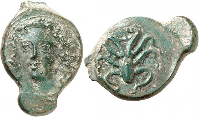 GRÈCE ANTIQUE
Sicile, Syracuse (466-405 av. J.C.). Trias Æ.
Av. SURA Tête de l...