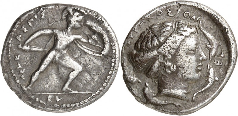 GRÈCE ANTIQUE
Sicile, Syracuse (415 av. J.C.). Drachme (signée par Euménès), ar...