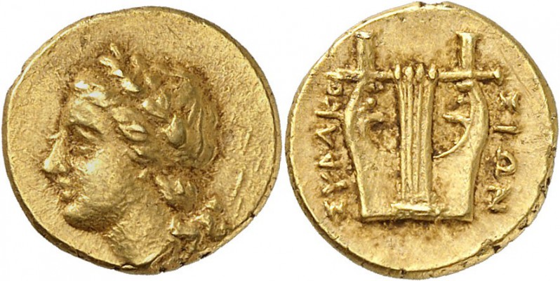 GRÈCE ANTIQUE
Sicile, Syracuse, (357-353 av. J.C.). 25 litrae d’électrum.
Av. ...