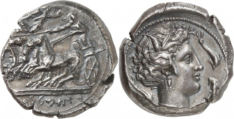 GRÈCE ANTIQUE
Sicile, Lilybée, émissions siculo-puniques (330-305 av. J.C.). Té...