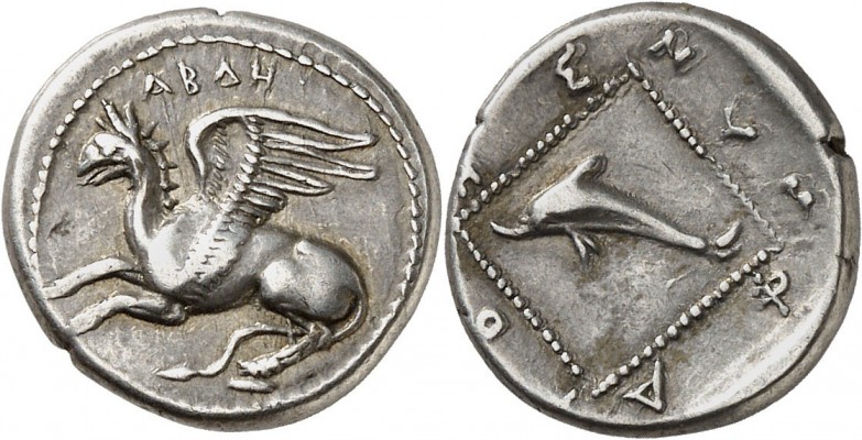 GRÈCE ANTIQUE
Thrace, Abdère (411-385 av. J.C.). Tétrobole argent.
Av. ABDH Gr...