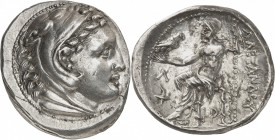 GRÈCE ANTIQUE
Royaume de Macédoine, Alexandre le Grand (336-323 av. J.C.). Tétradrachme argent, Amphipolis.
Av. Tête d’Héraclès imberbe à droite, co...