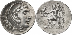 GRÈCE ANTIQUE
Royaume de Macédoine, Alexandre le Grand (336-323 av. J.C.). Tétradrachme argent, Aspendos. ca. 207-208 av. J.C.
Av. Tête d’Héraclès i...