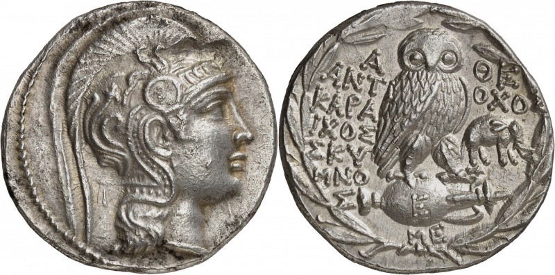 GRÈCE ANTIQUE
Attique, Athènes (165-42 av. J.C.). Tétradrachme stéphanophore ar...