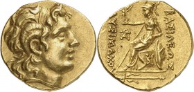 GRÈCE ANTIQUE
Royaume du Pont, Mithridate VI Eupator (120-63 av. J.C.). Statère d’or, émission de la première guerre mithridatique au nom et au type ...