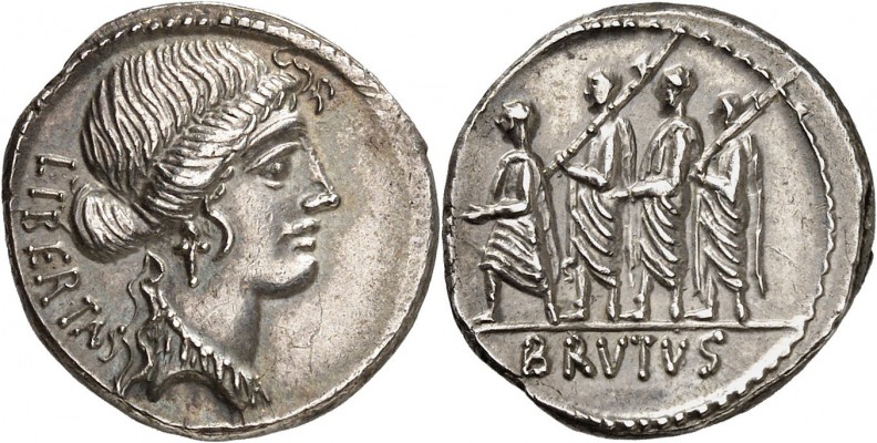 RÉPUBLIQUE ROMAINE 
Q. Servilius Caepio (M. Junius) Brutus (54 av. JC). Denier....
