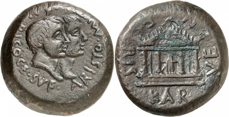 RÉPUBLIQUE ROMAINE 
Monnaie provinciale, Sardaigne. Caralis, (40 av. J.C.). Æ....