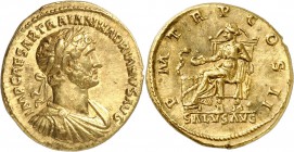 EMPIRE ROMAIN
Hadrien (117-138). Aureus 118, Rome.
Av. Buste cuirassé et lauré à droite. Rv. Salus assise à gauche. Cal. 1368. 19 mm, 7,33 grs. 
Gr...