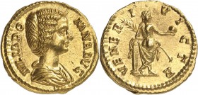 EMPIRE ROMAIN
Julia Domna, femme de Septime Sévère (193-217). Aureus 193-196, Rome.
Av. Buste drapé à droite. Rv. Venus de dos tournant la tête à dr...