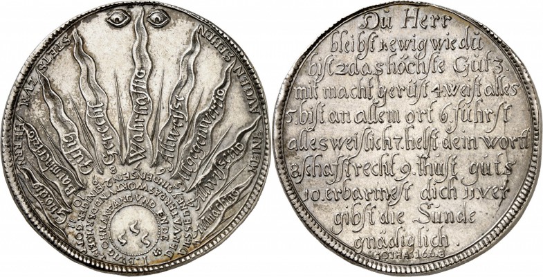 ALLEMAGNE
Saxe-Cobourg-Gotha, Ernest le pieux (1601-1675). Thaler 1668, Gotha....