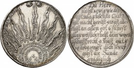 ALLEMAGNE
Saxe-Cobourg-Gotha, Ernest le pieux (1601-1675). Thaler 1668, Gotha.
Av. Symbole de la Trinité. Rv. Inscriptions sur 10 lignes. Dav. 7447....