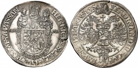 AUTRICHE
Schlik, Henri IV (1625-1650). Thaler 1647.
Av. François Caspar Rv. Aigle bicéphale. Km. 9, Dav 3408. 29,13 grs. 
Rare, trace de nettoyage,...