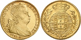 BRÉSIL
Jean VI (1818-1822). 6.400 reis 1818, Rio de Janeiro.
Av. Buste lauré à droite. Rv. Écu couronné dans une couronne de feuille. FR. 98. 14,35 ...
