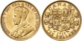 CANADA
Georges V (1910-1936). 10 dollars 1912.
Av. Buste couronné à gauche. Rv. Écu. Fr. 3. 16,66 grs. 
TTB