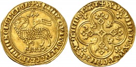 FRANCE
Philippe IV (1285-1314). Agnel d’or.
Av. Agneau pascal à gauche. Rv. Croix quadrilobée, feuillue et fleuronnée. Dup 212, Fr. 258. 3,95 grs. ...