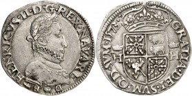 FRANCE
Henri IV (1589-1610) Henri II de Béarn. Teston 1573, Béarn.
Av. Buste lauré à droite. Rv. Écu couronné. Dup. 1313. 9,41 grs. 
Rare, presque ...