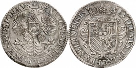 FRANCE FÉODALE
Sedan, Henri de la Tour d’Auvergne (1591-1623). Ecu 1613.
Av. Aigle aux ailes déployées. Rv. Écu couronné. Dav. 3817, Delm. 398. 19,9...
