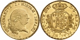 ITALIE
Parme, Ferdinand de Bourbon (1765-1802). 4 doppie 1787, Parme.
Av. Buste nu à droite. Rv. Écu couronné dans une couronne. Mont. 8, Fr. 928. ...