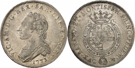 ITALIE
Savoie, Victor Amédée III (1773-1796). Scudo de 6 lire 1773, Turin.
Av. Buste drapé à gauche. Rv. Ecu couronné. MIR. 987, Biaggi 848. 35 grs....