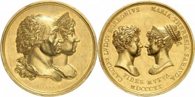 ITALIE
Savoie, Victor Emmanuel Ier (1814-1821). Médaille en or 1820 par Lavy, frappée pour célébrer le mariage de Charles Ludovic de Bourbon et Marie...