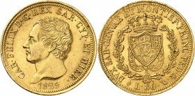 ITALIE
Charles-Felix (1821-1831). 80 lire 1825, Turin.
Av. Tête nue à gauche. Rv. Écu dans une couronne. Fr. 1132. 25,81 grs. 
Superbe