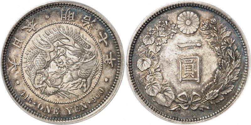 JAPON
Mutsuhito (1867-1912). 1 yen 1874 .
Av. Dragon. Rv. Couronne. Km. YA25.1...