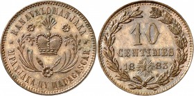 MADAGASCAR
Ranavalona III (1883-1897). 10 centimes 1883.
Av. Couronne. Rv. Valeur dans une couronne. L. 5. 9,78 grs. 
Superbe