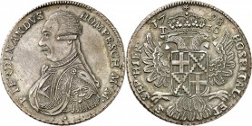 MALTE
Emmanuel de Rohan (1775-1797). 30 Tari 1798.
Av. Buste habillé à gauche. Rv. Écu posé sur un aigle. Km. 344, Dav. 1611. 29,61 grs. 
TTB à Sup...