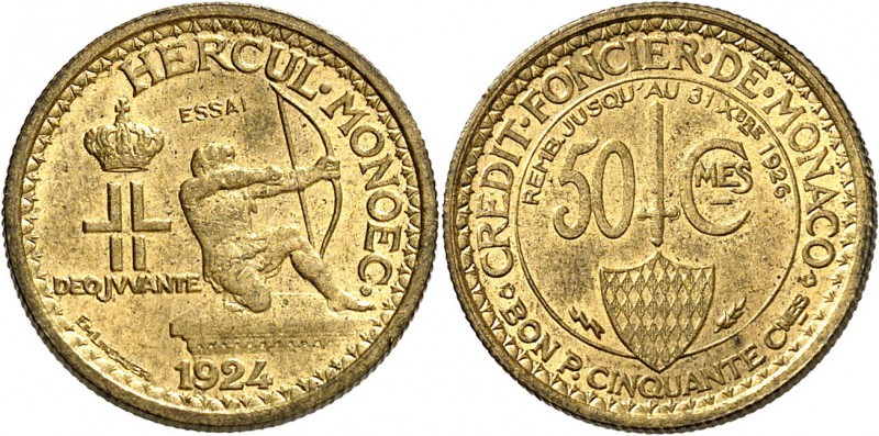 MONACO
Louis II (1922-1949). 50 centimes 1924, essai.
Av. Héraclès à droite. R...