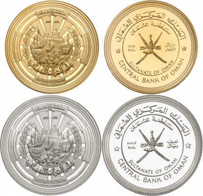 OMAN
Qabus bin Said (1970 - à nos jours). Coffret de 1 rial en or et de 1/2 ria...