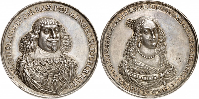POLOGNE
Ladislas IV (1632-1648). Médaille en argent (1649), par Sébastian Dadle...