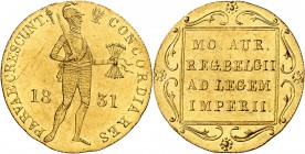 POLOGNE
Révolution (1831-1832). Ducat 1831.
Av. Cavalier à droite. Rv. Légende en quatre lignes. Fr. 114. 3,50 grs. 
Superbe