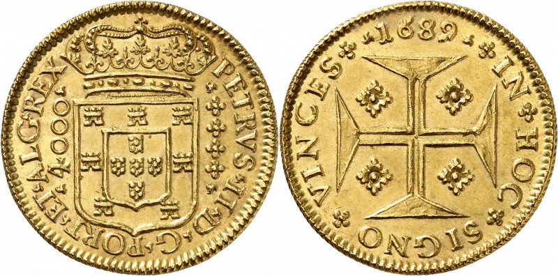 PORTUGAL 
Pierre II (1683-1706). 4.000 reis 1689, Lisbonne.
Av. Écu couronné. ...