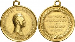 RUSSIE
Alexandre Ier (1801-1825). Médaille militaire en or 1807, par C. Leberecht.
Av. Tête nue à droite. Rv. Légende en 4 lignes dans une couronne....
