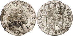 SUISSE
Neuchâtel, Frédéric Ier de Prusse (1707-1713). 10 kreuzer 1713.
Av. Tête laurée à droite. Rv. Ecu couronné. Hmz. 672. 2,59 grs. 
Rare, flan ...