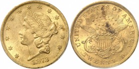 USA
20 dollars Liberté 1873, Philadelphie, 3 ouvert.
Av. Tête de Liberté à gauche. Rv. Aigle aux ailes déployées. Fr. 174. 
PCGS MS 61.