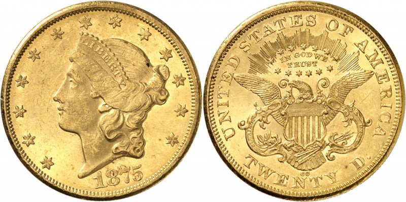 USA
20 dollars Liberté 1875, Carson City.
Av. Tête de Liberté à gauche. Rv. Ai...
