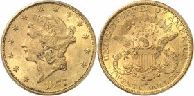 USA
20 dollars Liberté 1877, San Francisco.
Av. Tête de Liberté à gauche. Rv. Aigle aux ailes déployées. Fr. 178. 
PCGS MS 61.