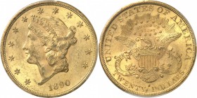 USA
20 dollars Liberté 1890, San Francisco.
Av. Tête de Liberté à gauche. Rv. Aigle aux ailes déployées. Fr. 178. 
PCGS MS 62.