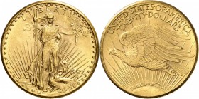 USA
20 dollars « Saint-Gaudens » 1927, Philadelphie.
Av. Liberté de face brandissant un flambeau ainsi qu’une branche d’olivier. Rv. Aigle volant à ...