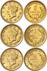 USA
lot de 3x 1 dollar Liberté, 1849 Philadelphie, 1853 Nouvelle Orléans et 1853 Philadelphie.
Av. Tête de Liberté à gauche. Rv. Valeur dans une cou...
