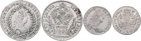 Franz I. Stephan 1745 - 1765
Münzen Römisch Deutsches Reich - Habsburgische Erb- und Kronlande. Lot. 2 Stück, 3 Kreuzer 1760 Hall, 20 Kreuzer 1755 Hal...