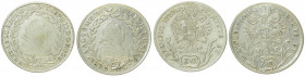 Joseph II. als Mittregent 1765 - 1780
Münzen Römisch Deutsches Reich - Habsburgische Erb- und Kronlande. Lot. 2 Stück 20 Kreuzer 1770 + 1772 G//IB-FL
...